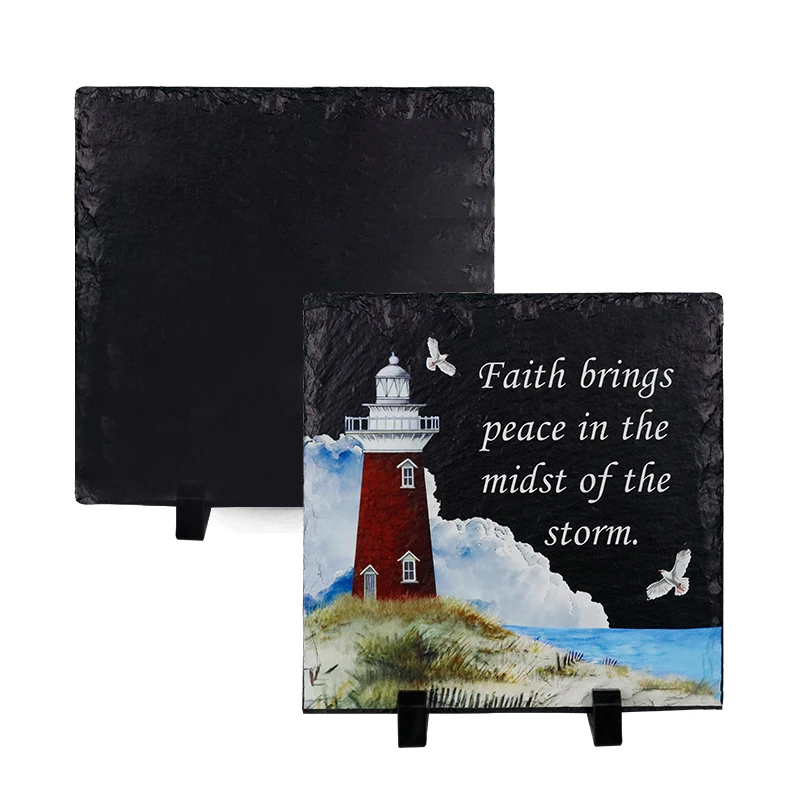 Wholesale custom logo pattern UV printing slate Sublimation engrave UV blanks photo slate for heat transfer coasters plate