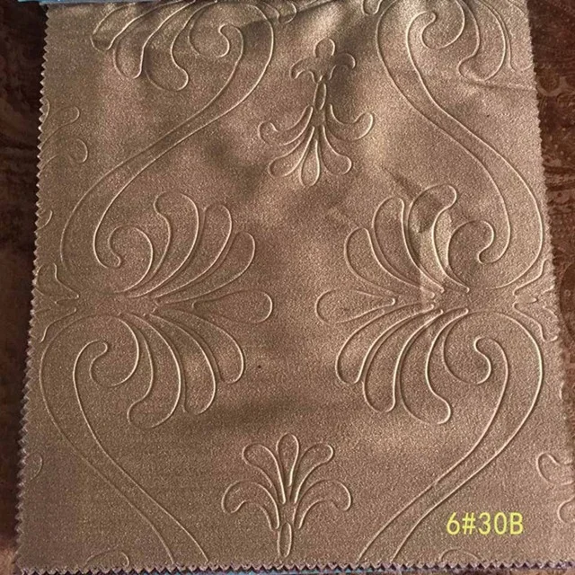 flame retardant 100% polyester embossed suede blackout curtain fabric for living room