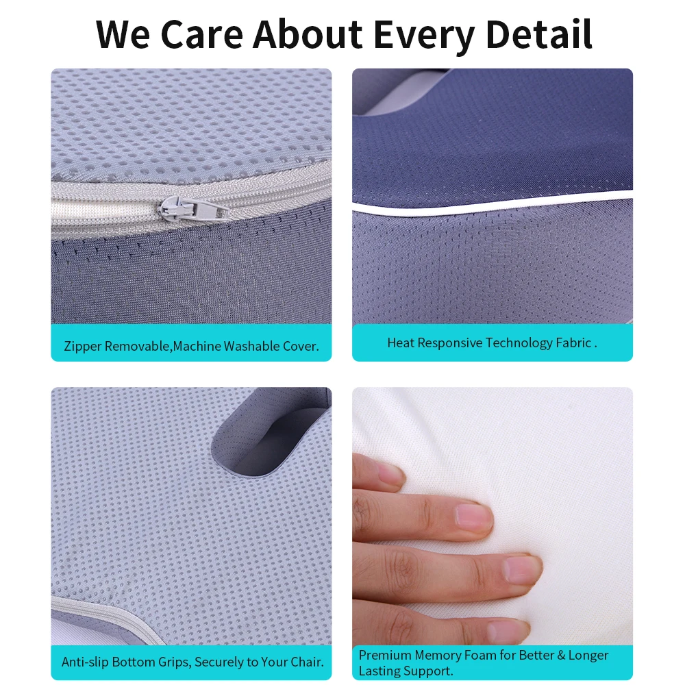 Beezin Washable Cover  Cushion Office Lumbar Support Chair Car Back Support Memory Foam Pillow Chair Cushion Seat