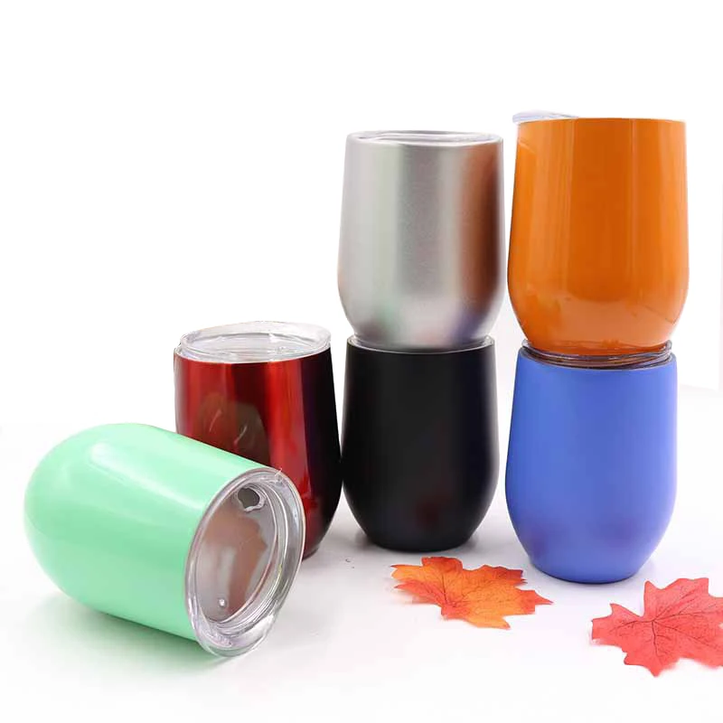 
Wholesale customized 12oz Stemless stainless steel wine mug with straw 