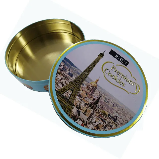 
High quality round shaped tin metal boxes for biscuit cookies 