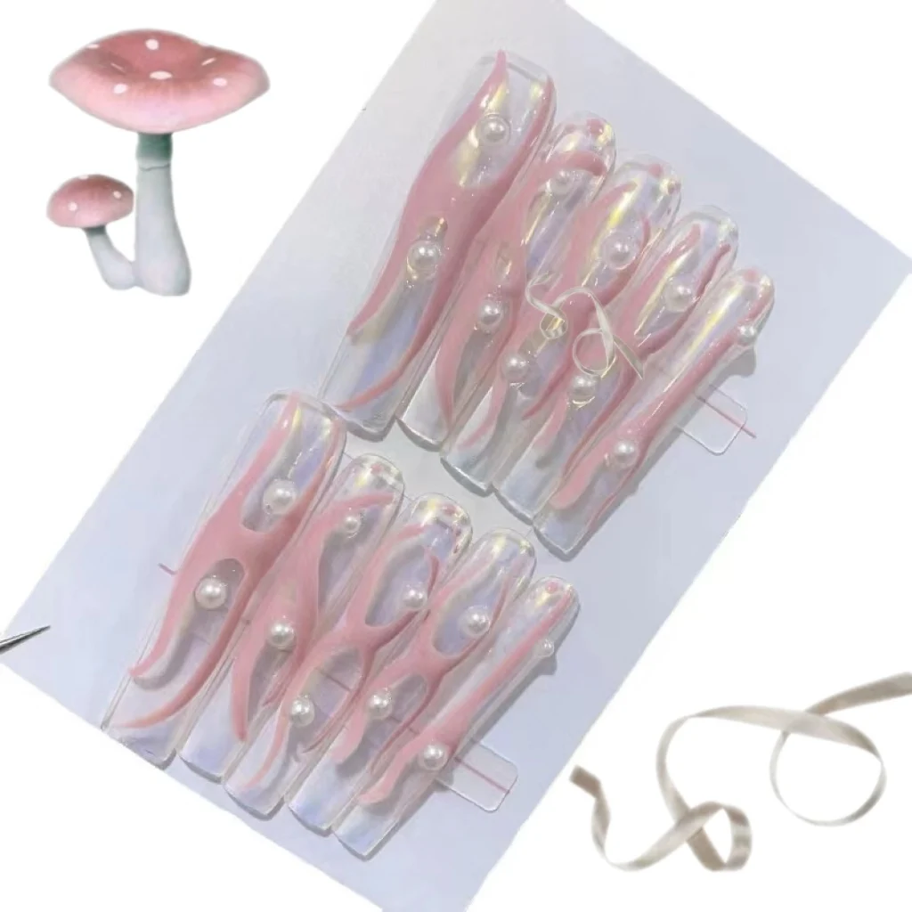 Luxury Extended Long Ballerina Coffin Shining 3D Diamond Handmade Glitter Wholesale nails art press on nails