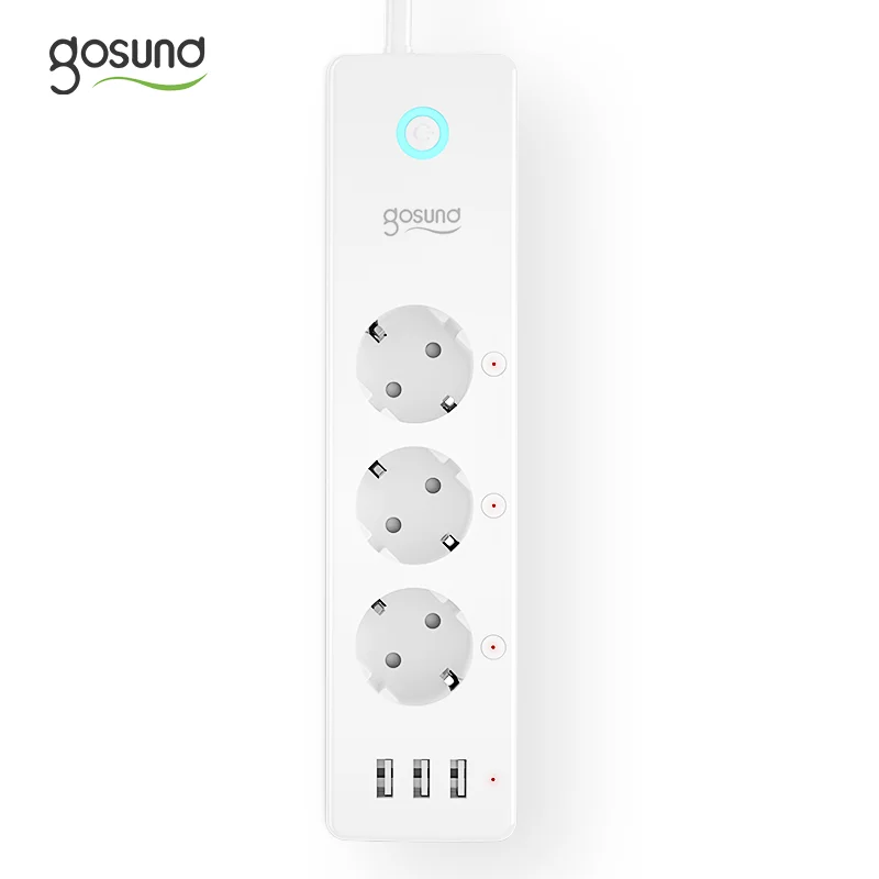 Original factory supply Gosund smart multi plug 3 AC outlet extender EU socket surge protector universal power strip