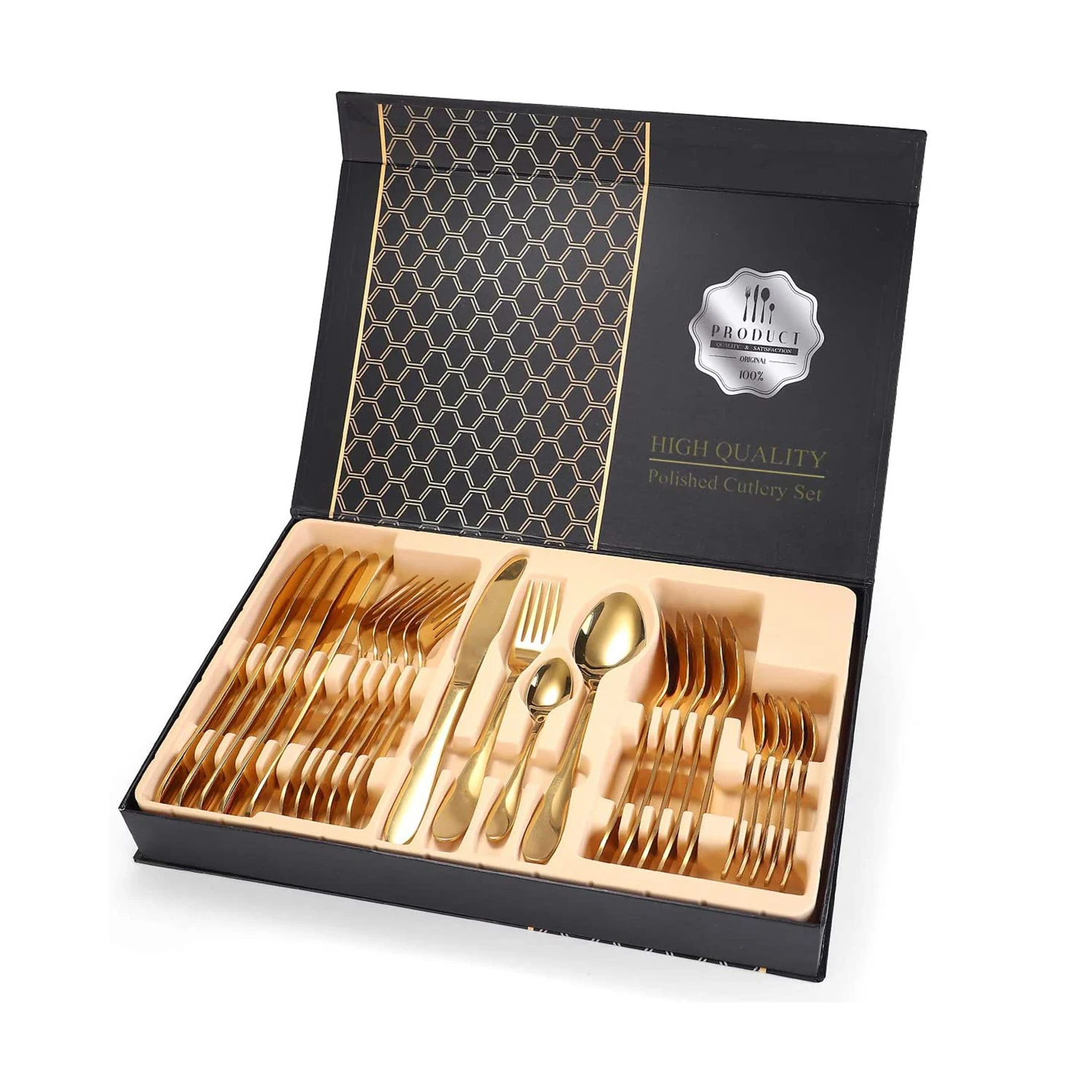 New Product 18/10 18/20 Non Stick Spoon Set Case Mother Of Pearls Flatware