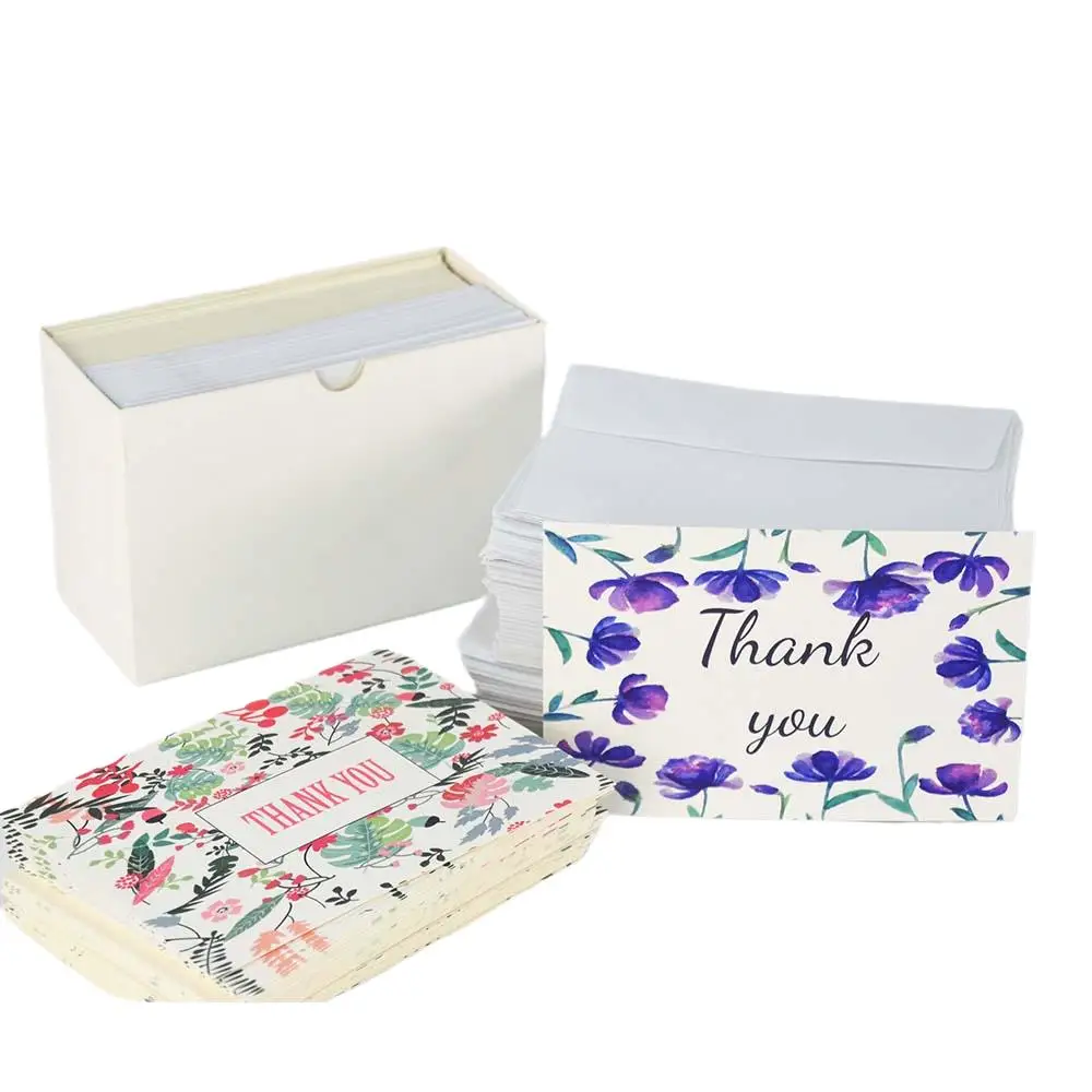 High Quality Custom Logo Luxury Wholesale Recycled Paper Thank You Cards Flower Cards