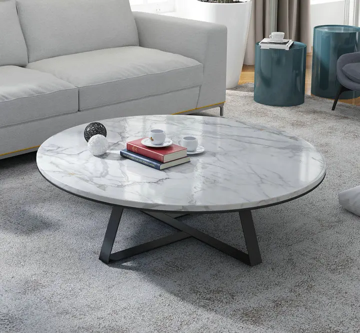 Disen Furniture Home Decoration Sofa Corner Small Round Table Living Room Marble Top Side Coffee Table