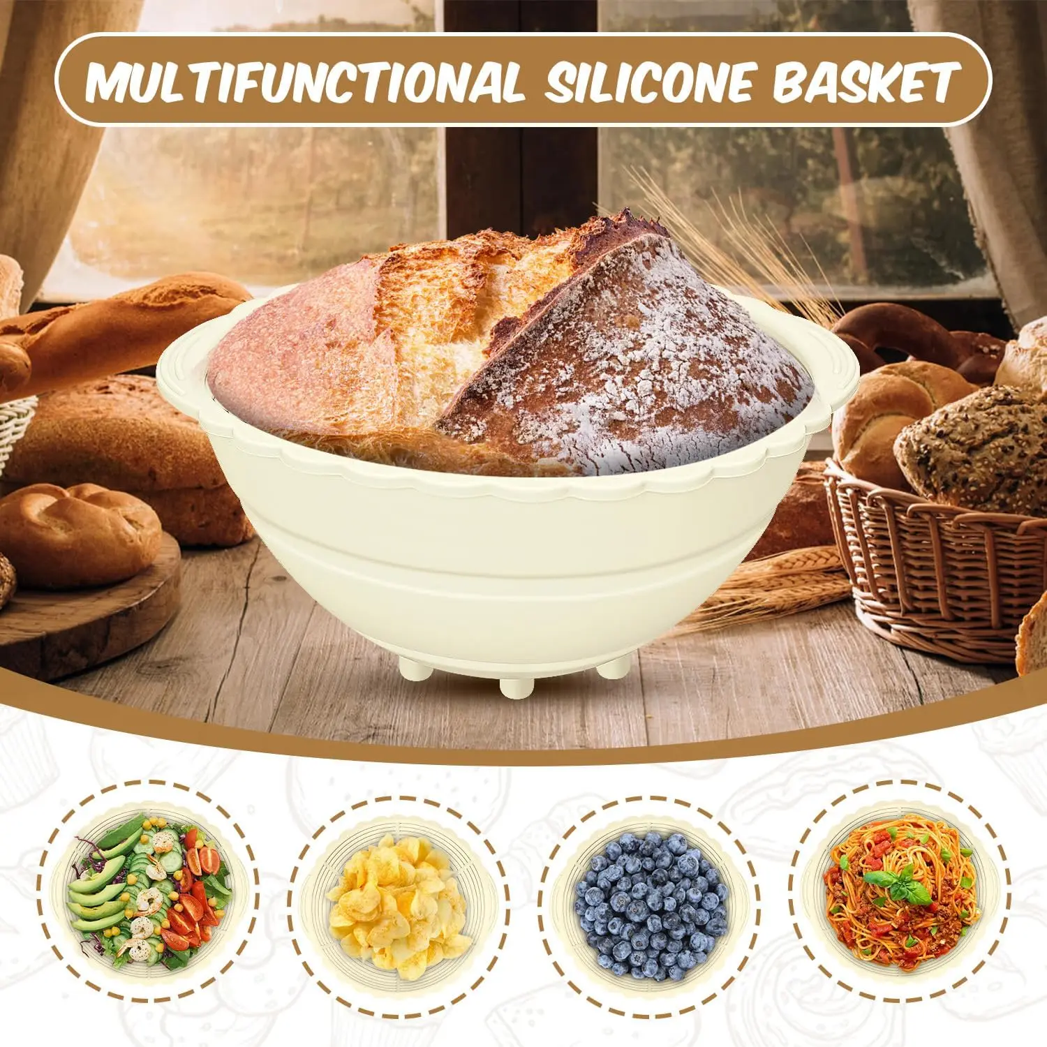 Wholesale Prices Silicone Baguette Fermentation Basket Bread Dough Proofing Basket