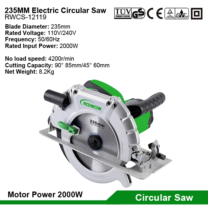 Power Tools 2000W Portable Corded Electric Circular Saws Professional Wood Cutting Rotary Hand Electric Saw Machine 235MM