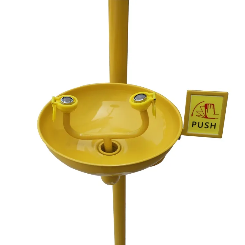 Yellow safety equipment ABS coating emergency eye wash and shower