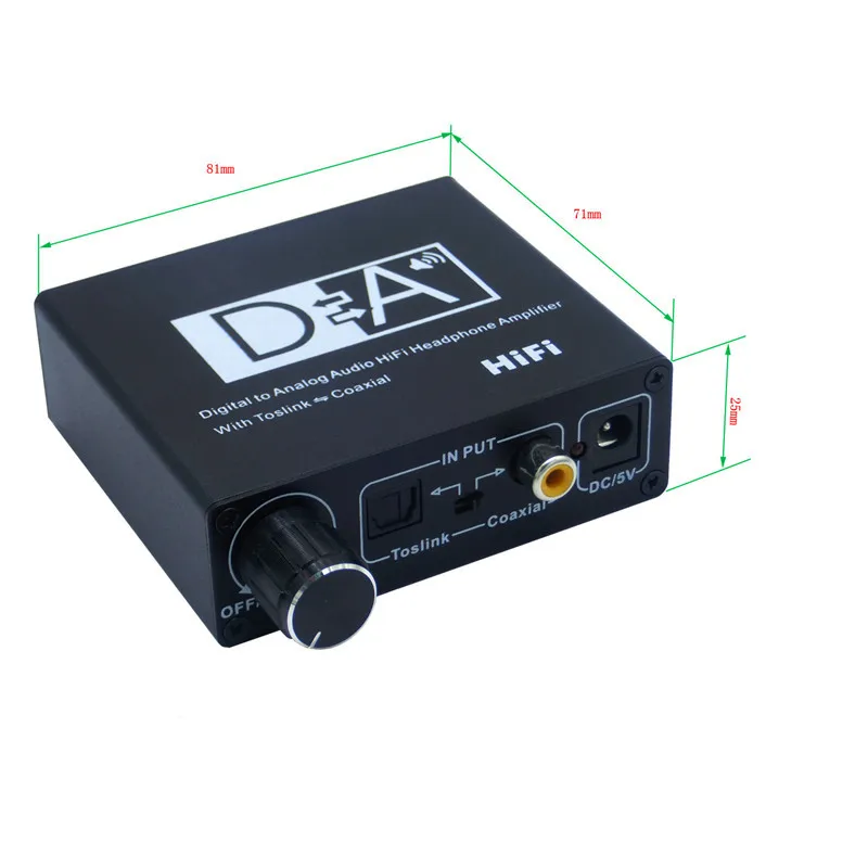 DAC Audio Converter Hifi Headphone Amplifier Optical Digital Stereo Audio SPDIF Toslink Coaxial Signal to Analog Converter Black