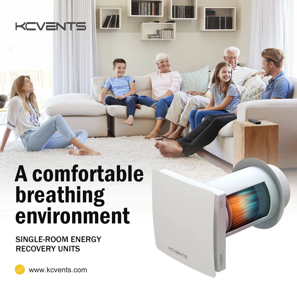 KCvents VT501 Home Use Wall-mounted Heat Recovery Ventilation System With Tuya App Remote Control