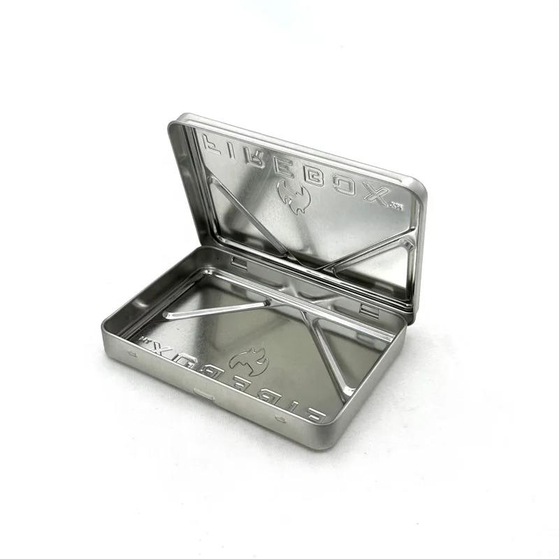 Hot selling pure silver tin box with engraved metal tin box packaging Match cotton swab tin box packaging