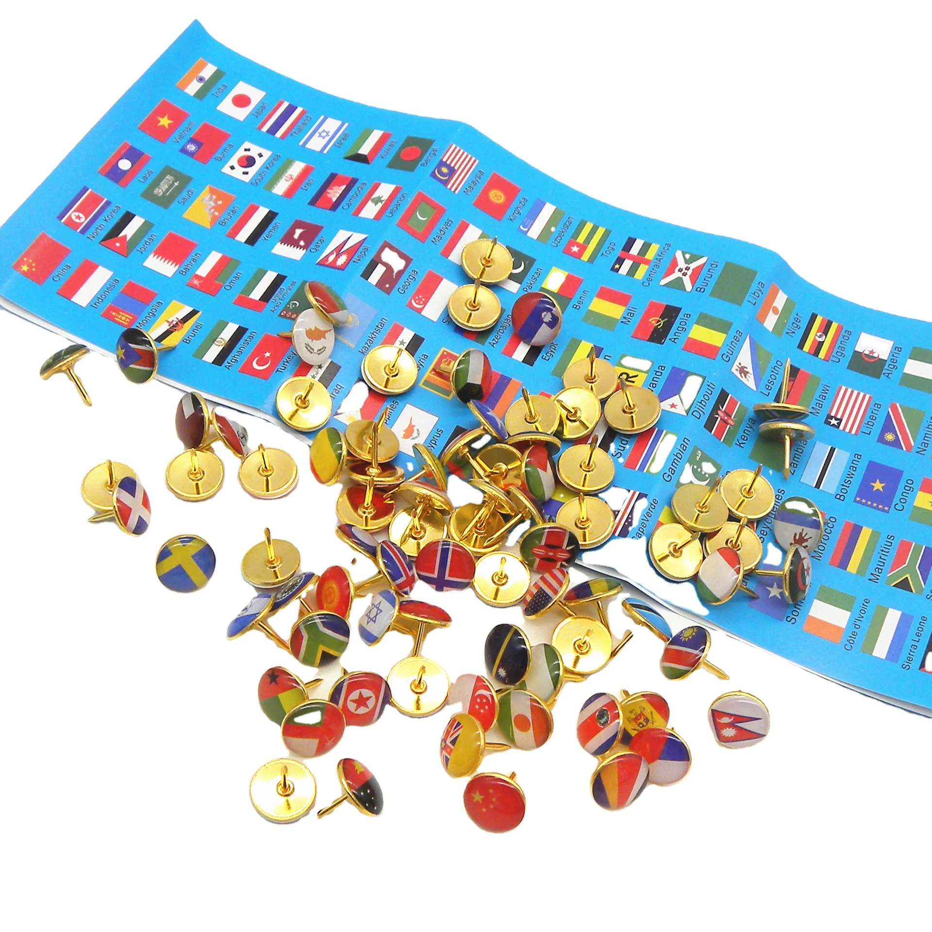 
2020 New 194pcs/box Map Tacks National Flag Glue Thumbtack Push Pins Drawing Pin Set 