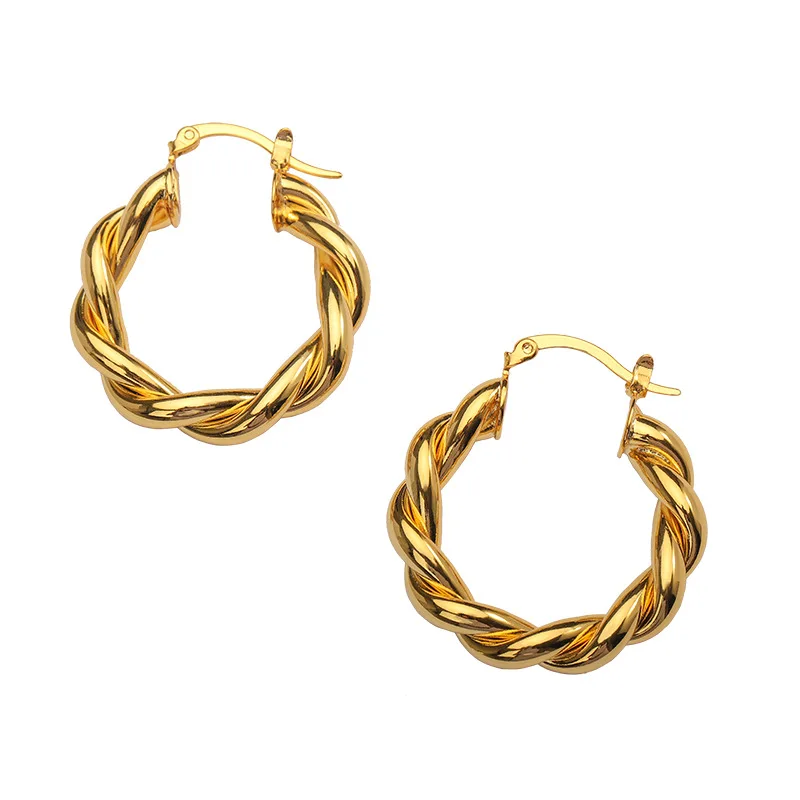 Womened Hoop Earrings Party Jewelry Gold Gift Stainless Steel PV925 Sterling Silverndy Geometric 18K Gold Plated Trendy / CN;GUA