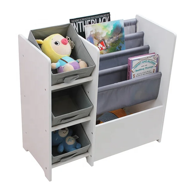 
Toffy &Friends Wooden Functional Kids Multi Bin Toy Organizer Toy Storage Shelf Magazine Shelf 