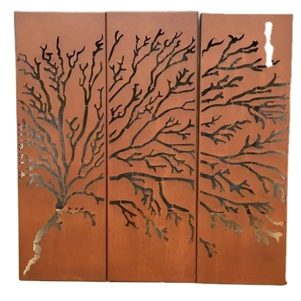Garden fence decorative rusty CORTEN steel panels