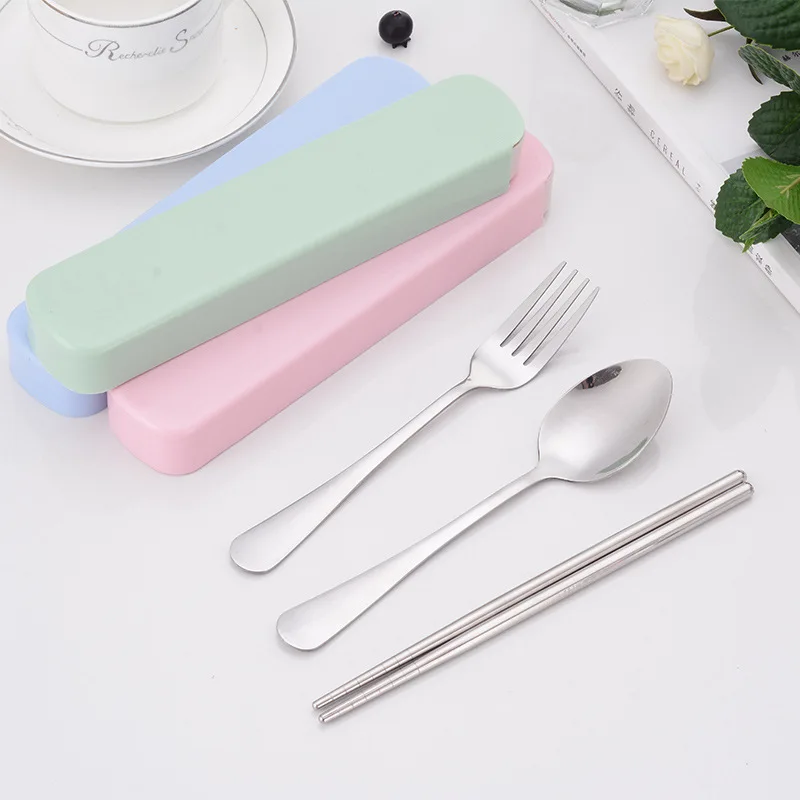 Stainless steel tableware student travel convenience box spoon fork chopsticks set