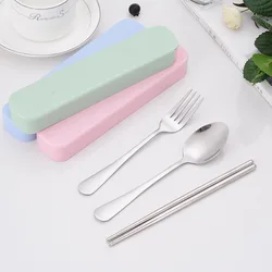 Stainless steel tableware student travel convenience box spoon fork chopsticks set