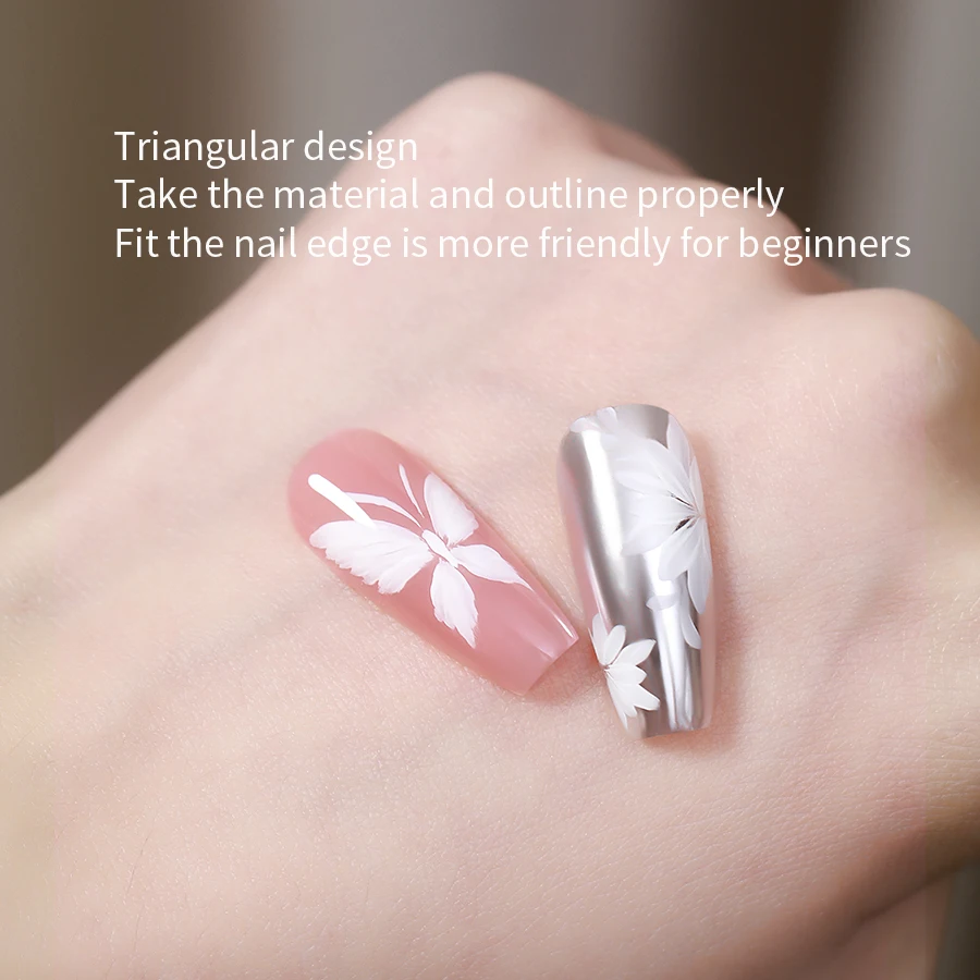 Customized Logo ANNIES Butterfly Triangle Flowers Nails Brush Painting Professional Nail Drawing Brushes