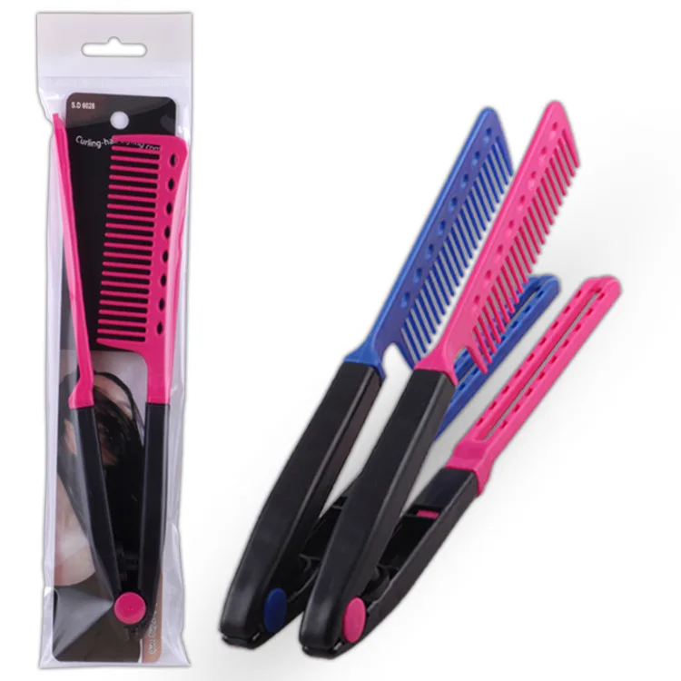 Hair Styling New Style V-clip Design Curling Straightening Salon Dual-purpose Hairdressing Anti-static Private Label Comb