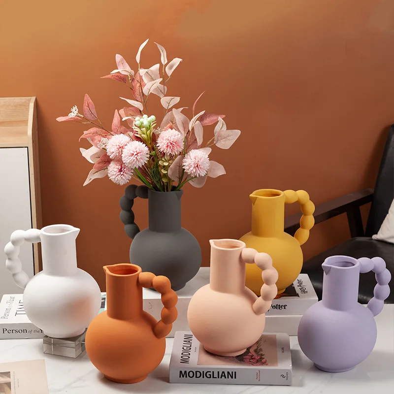 Nordic Ins Ceramic Vase Home Decoration Ornaments Colorful Geometry Flower Pot Art Vases Crafts Gifts