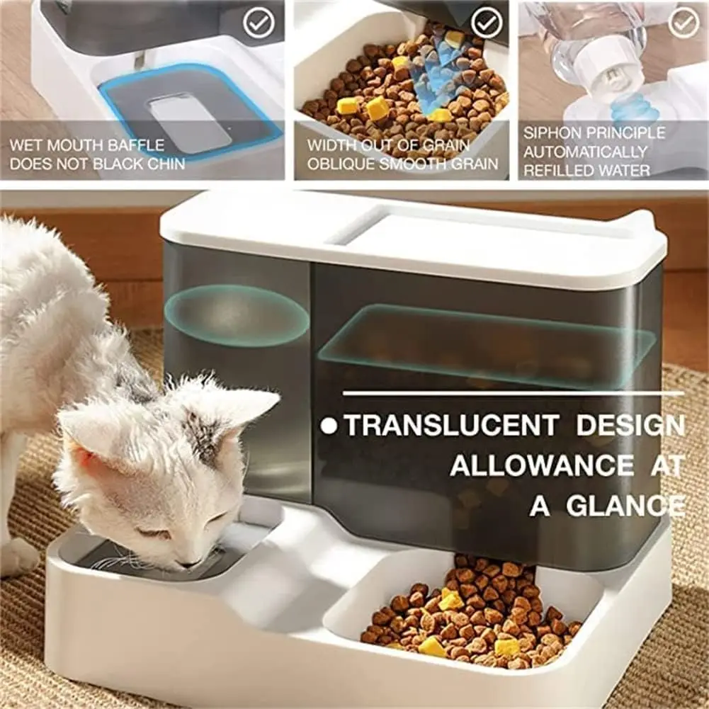 Factory direct sale cat waterer feeder pet combination 2 in 1 diet feeding water all in one automatic feeding
