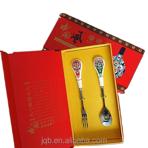 Chinese Style facial painting cutlery set of Spoon & fork