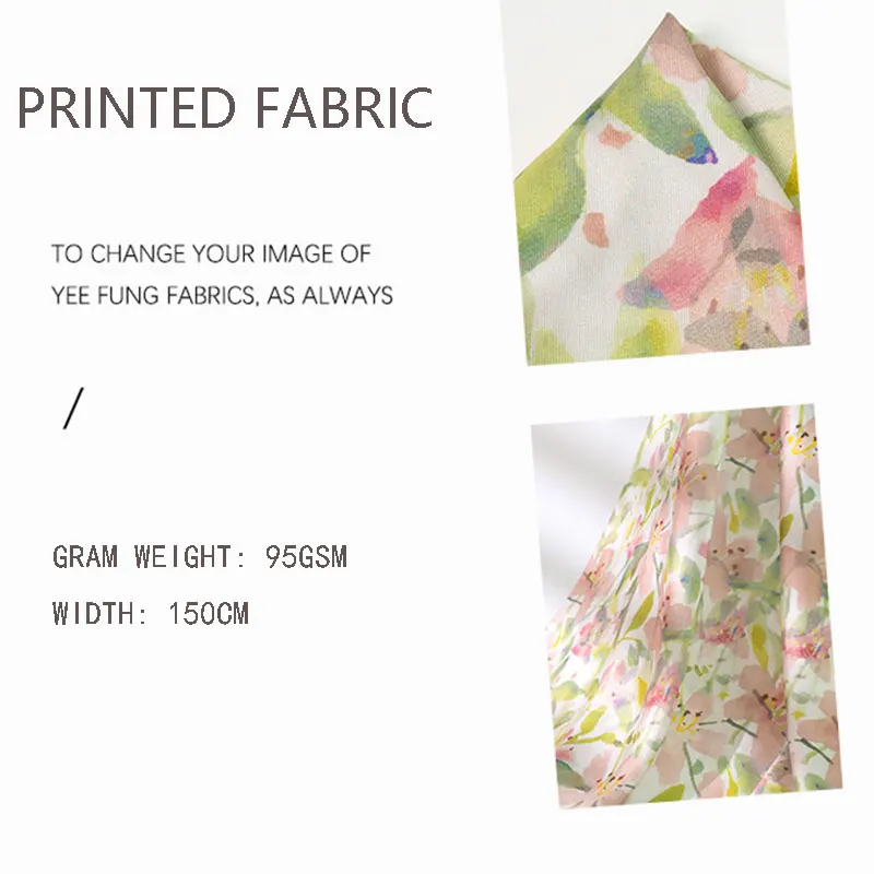 Twill  Korean printed fabric woven polyester active printed fabric dress fabric floral