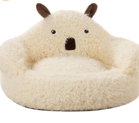 Dog Winter Warm Bed Funny Fuzzy Plush Round Wood Luxury Cat Pet Sofa Single Kangaroo Beds Two Mattresses Brand For Dogs