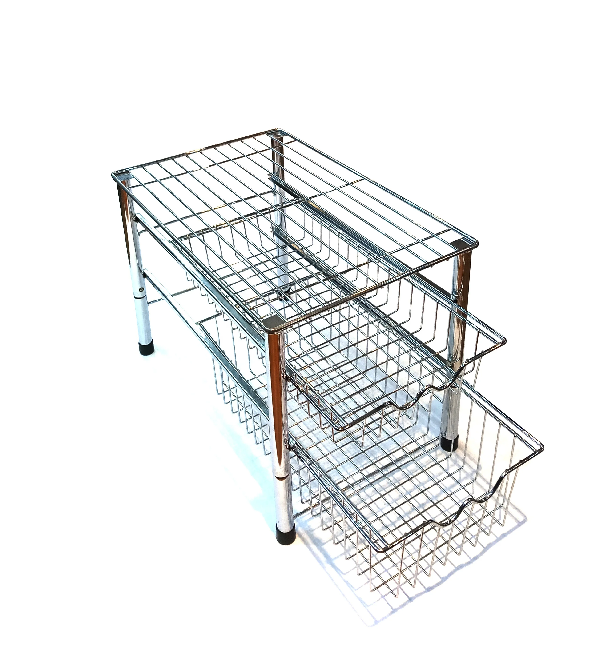 Cabinet Sliding Basket Organizer Drawer Chrome Pull Out Storage Wire Basket Bin