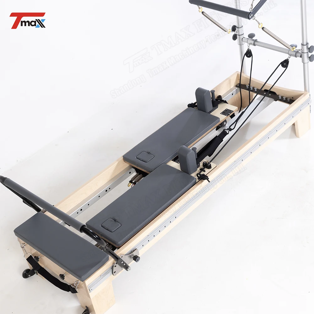 Maple Wood Pilates Reformer DZ132-4S with Full Rail Machine Yoga Commercial Training Reformer Pialtes Equipment