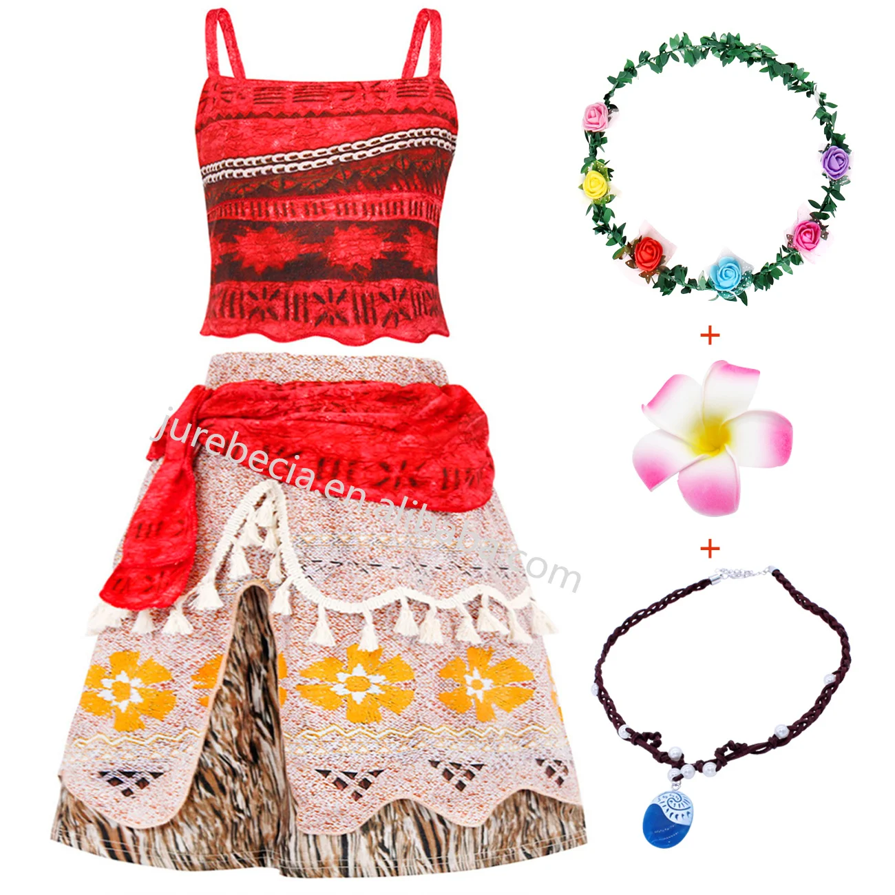 Sleeveless Two-Pieces Skirt Set Little Girls Summer Dresses Toddler Kids Halloween TV & Movie Adventure Moana Princess Costumes