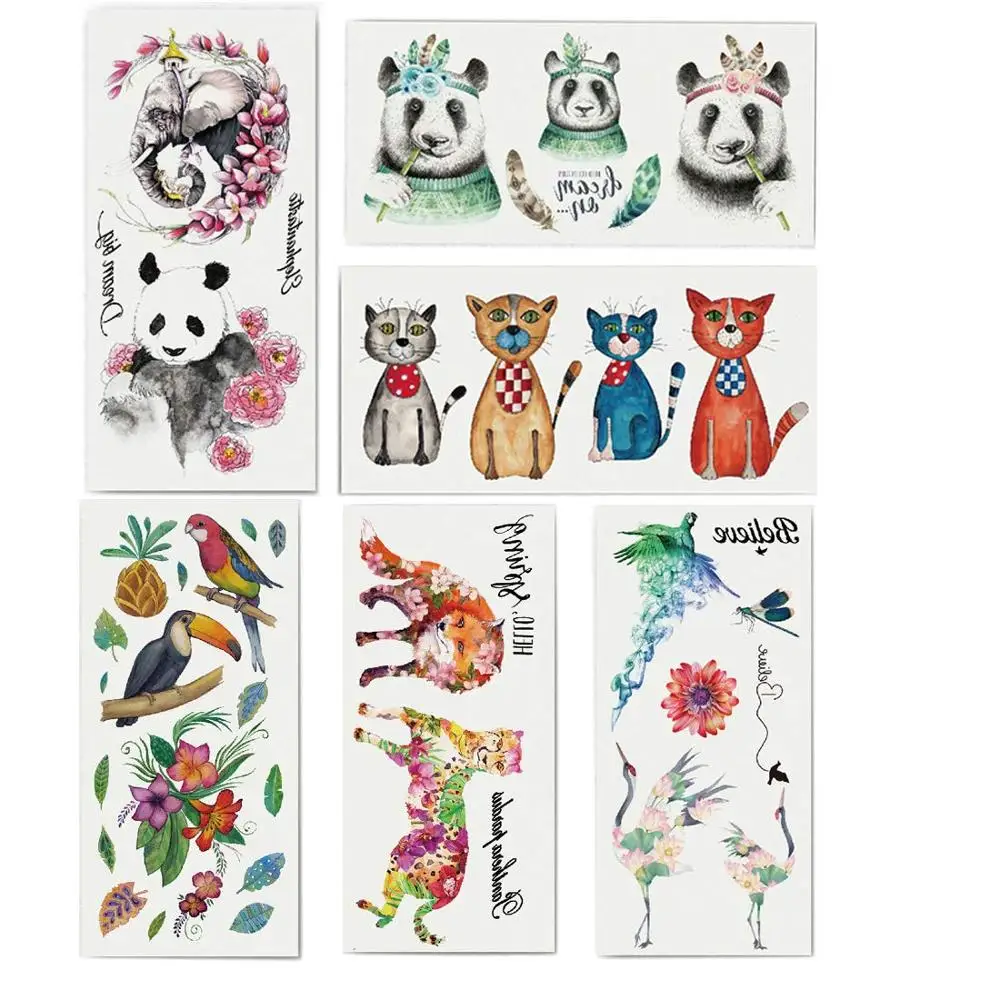 Girl Neck Art Sticker Watercolor Fox Tattoo Sticker Water Transfer Temporary Tattoo Sticker