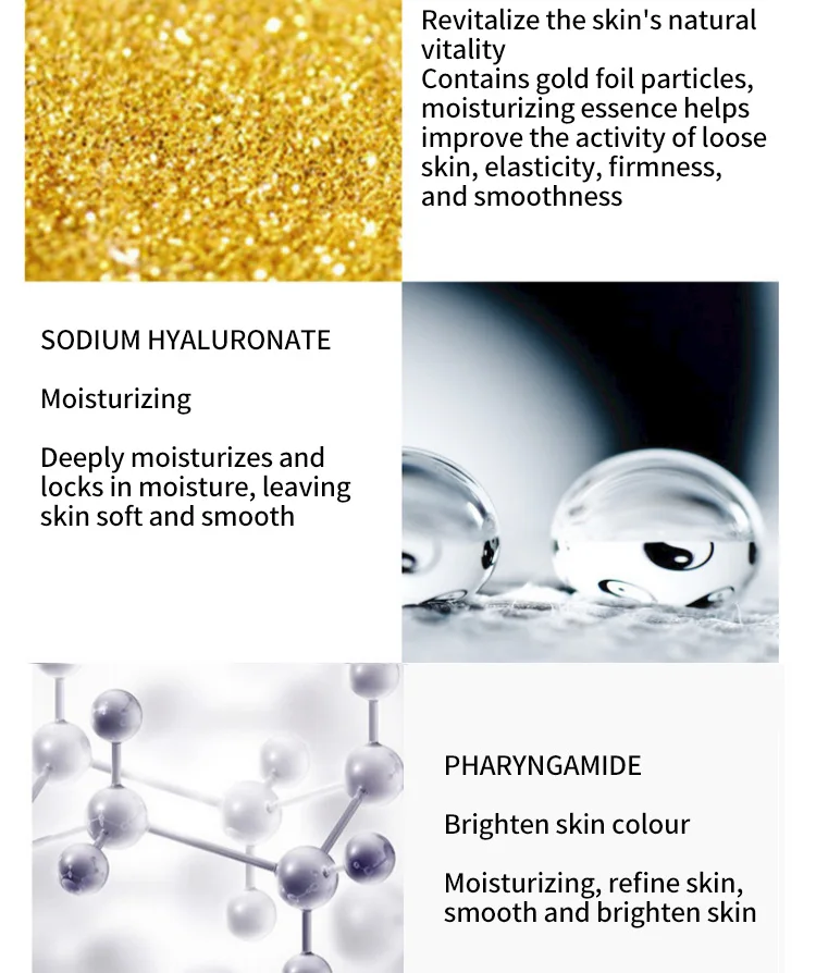 Oem Whitening Moisturizing Anti Aging Anti Wrinkle Private Lable Face 24K Gold Serum Set