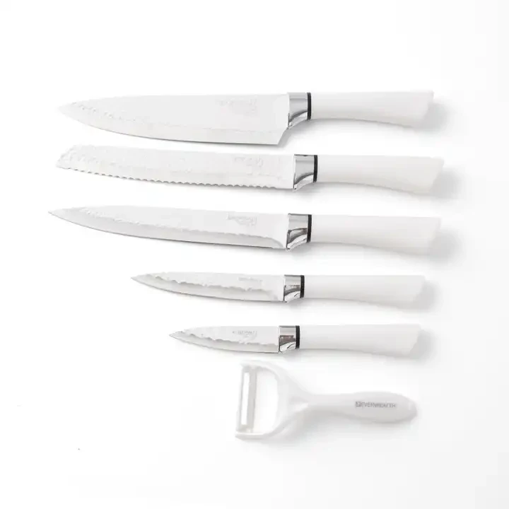 Best-Selling White Color Non-Stick Coating Stainless Steel Knife Set With Plastic Handle