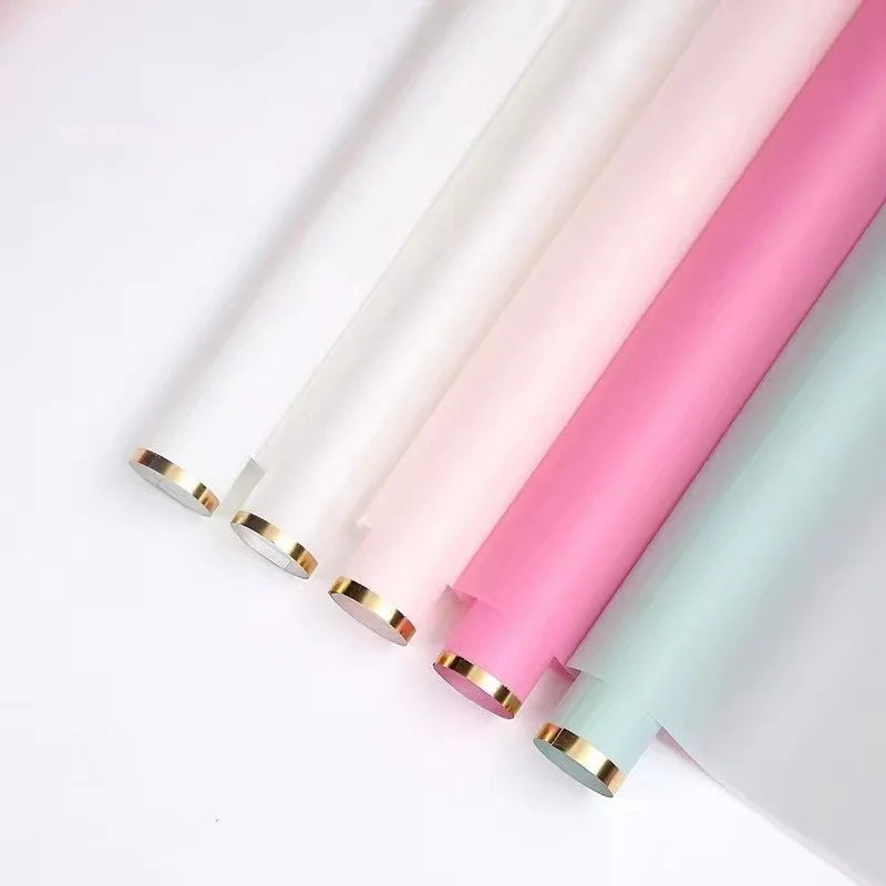 Wholesale Golden Edge Plastic Paper Flower Wrapping Paper Waterproof Pack 20 Sheets Per Bag Flower Wrapping Paper