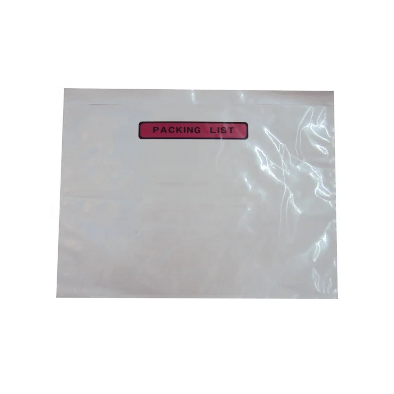 Self-adhesive packing list envelopes for documents