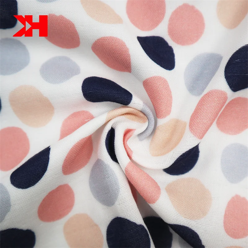 Kahn shaoxing supplier 3d digital custom printed dots organic cotton gauze kids fabric bamboo cotton