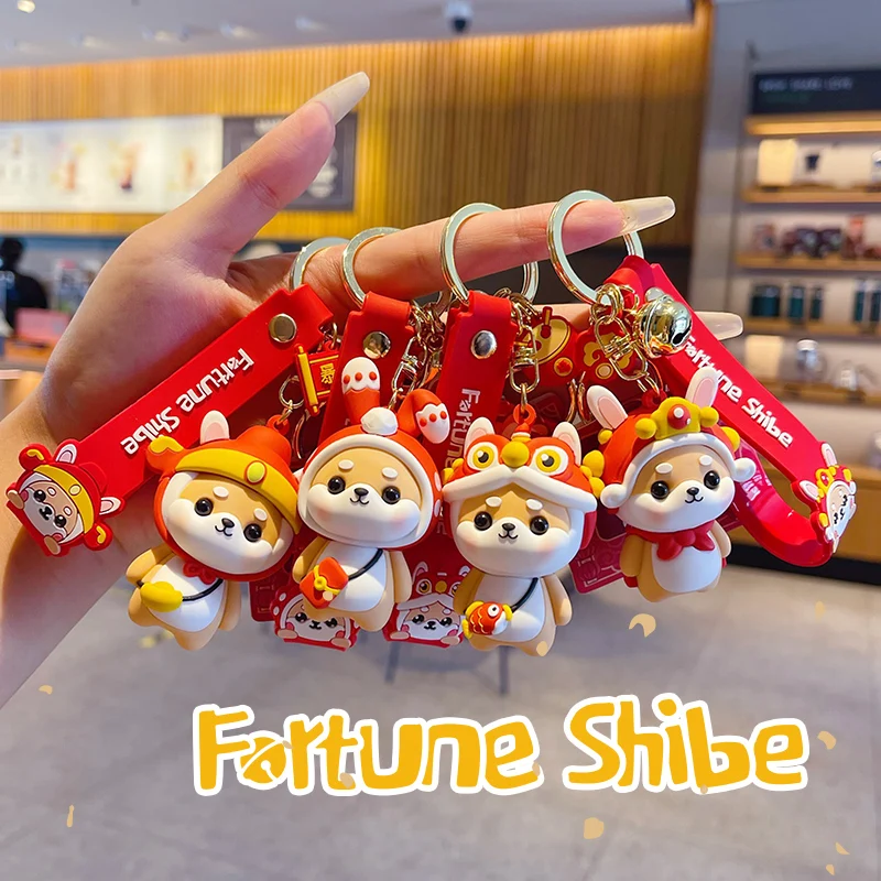 Baimao genuine Cartoon Shiba Inu Rabbit Keychain Chinese style 3D PVC rubber keychain promotional gift with best price