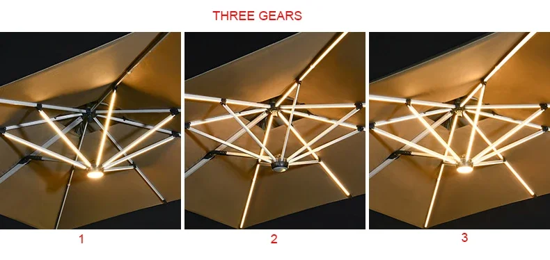 [MOJIA]Turkey Hotel Beach Strongest Wind Resist Big Size Outdoor Parasol LED Full Lamp Stripe Night Light Restaurant Umbrella