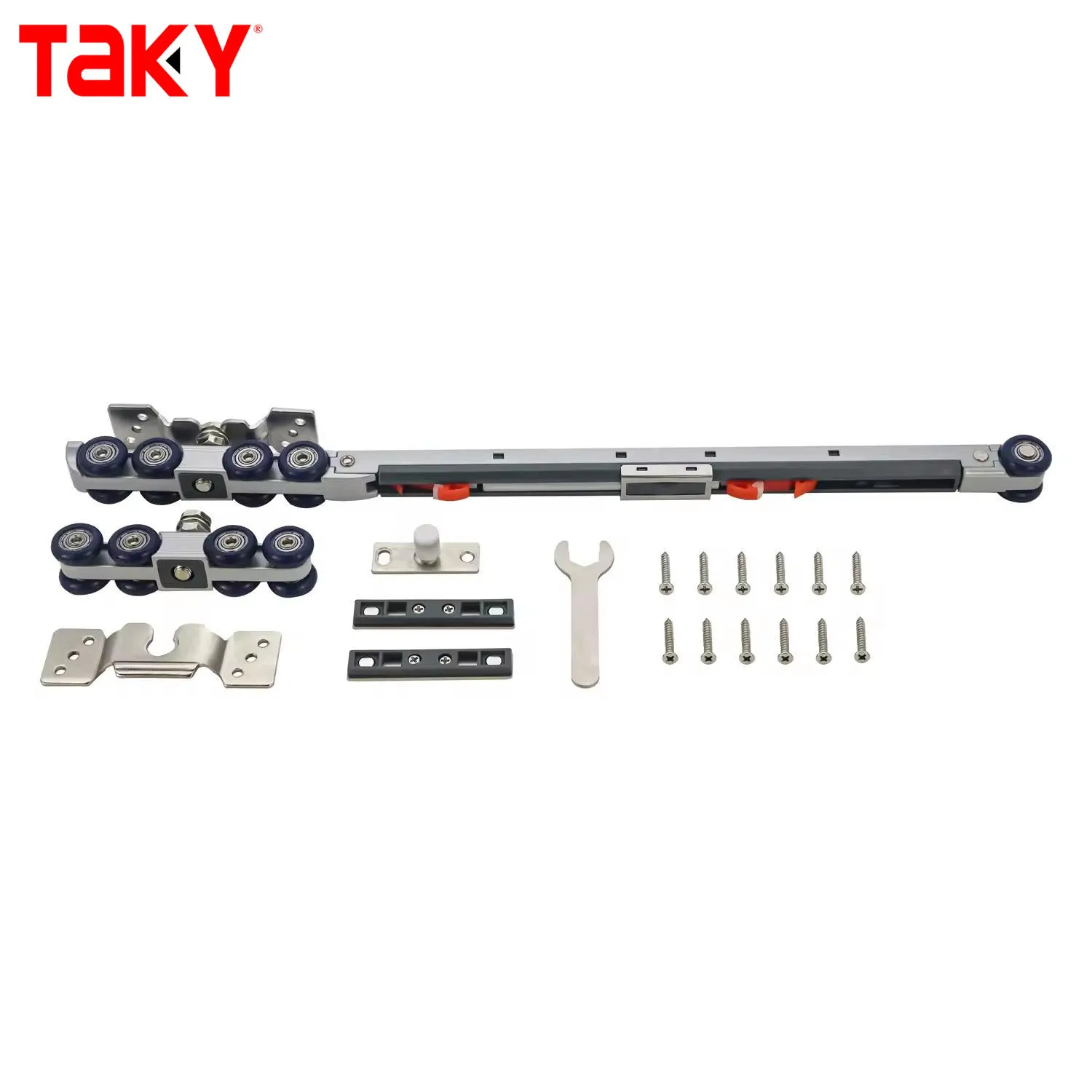 Furniture wardrobe door Hanging Track double single soft closing 8 wheel sliding door pulley damper rollers