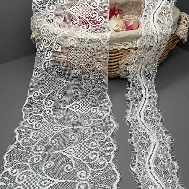 TUTON Custom Guipure French Bridal Width Eyelash Lace Trim for Dress Nylon Oeko-tex 100 Standards Sustainable 15000yds/color DTM