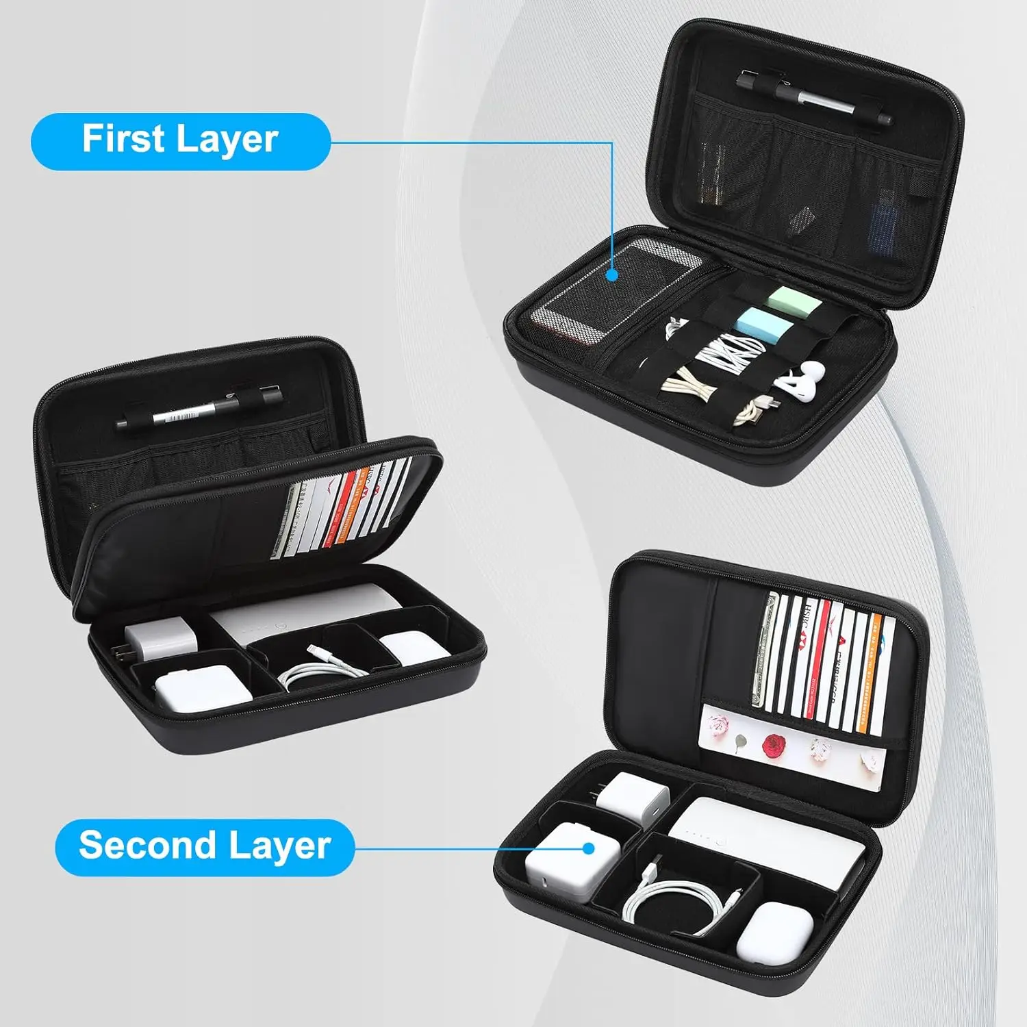 Custom EVA Hard Electronics Case Gadgets Storage Cable Organizer Pouch Digital Gadget Mobile Phone Power Bank Usb earphone Bag