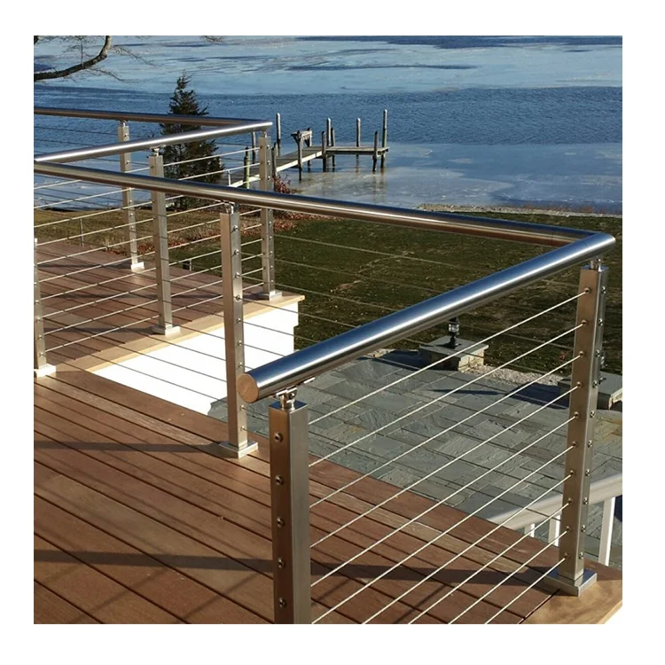 
SS 304 Stainless Steel Square Metal Deck Pipe Rod Railing Design For Balcony 