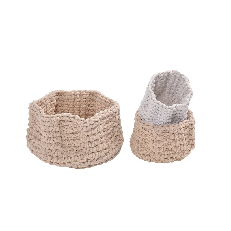 Cotton Crochet Storage Basket Toy Storage Baskets Macrame Bowl Crochet Rope Woven Basket