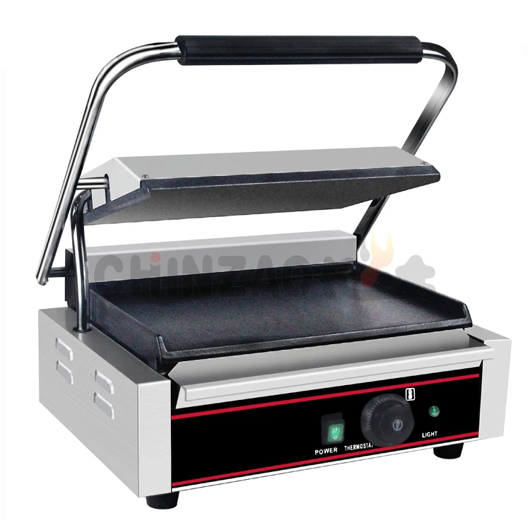 
CHZ-820B Professional Electric Commercial Panini Sandwich Grill with Smooth Plates 