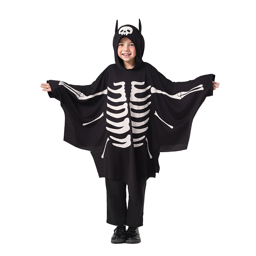 Kids Luminous Ghost Bat Cosplay Cape Horror Themed Party Outfit For Boys Halloween Costumes