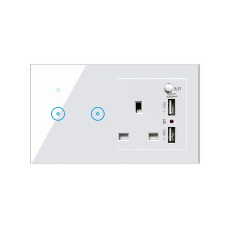 Умные настенные выключатели tuya с usb-портом, из закаленного стекла
