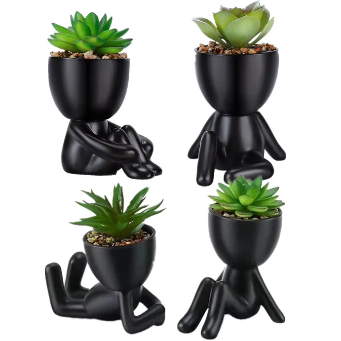 Hotsale Cute Cartoon Body Art craft home decoration Small Succulent Planter Pots,Ceramic Flower Pots For Mini plant