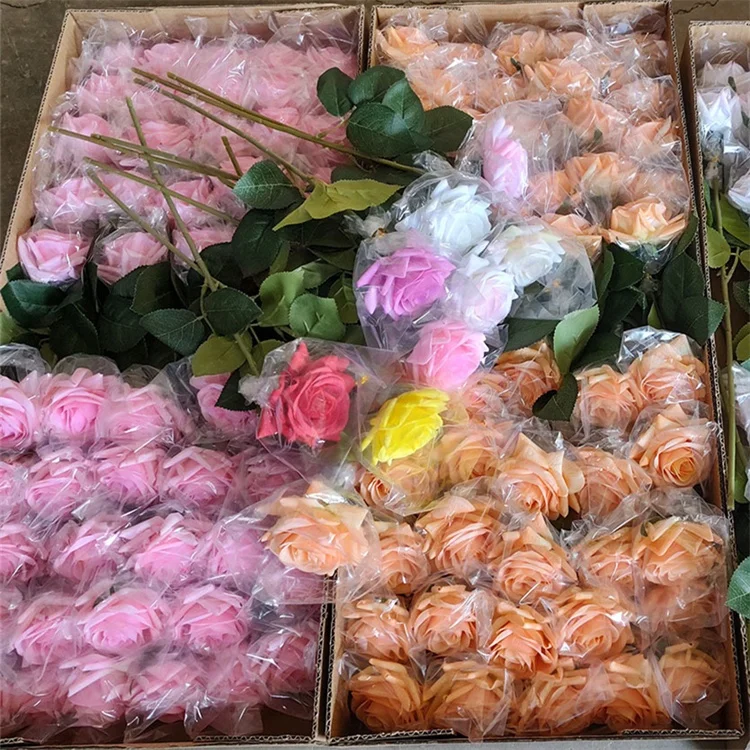 YC 2902  centerpiece flower real touch artificial roses latex decorative flowers for decoration wedding artificial